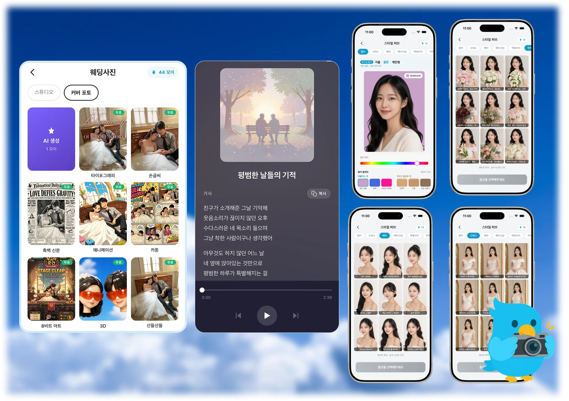 AI 청첩장 · 가상피팅 · AI 노래