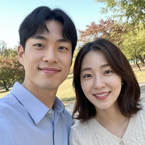 그림체로 바꾸기 전 두 사람 사진(가상 인물)
