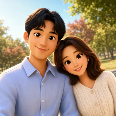같은 사진을 픽사 스타일로 그린 두 사람