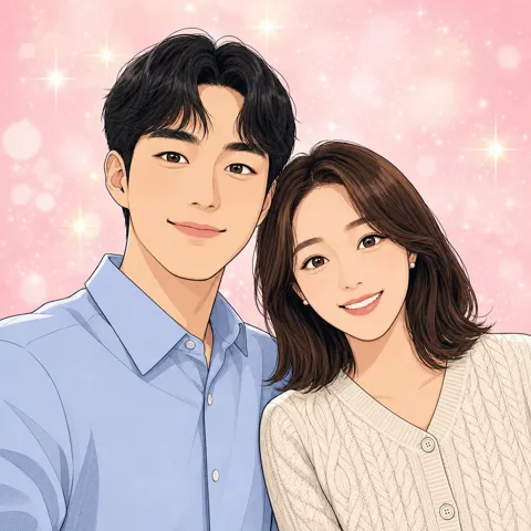 같은 사진을 웹툰 스타일로 그린 두 사람